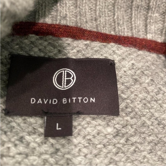 BUFFALO DAVID BITTON GREY KNIT PULLOVER SWEATER SHAWL COLLAR TOGGLE SIZE LARGE - Picture 4 of 5